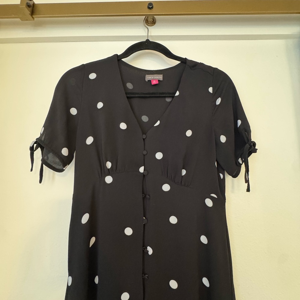 Vince Camuto Polka Dot Button-Front Midi Dress- 6 Petite - Picture 4 of 10